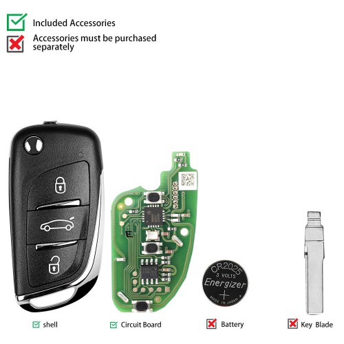 Xhorse XKDS00EN Universal Wire Remote Key Volkswagen DS Flip 3 Buttons English 5pcs/lot