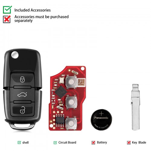 Xhorse XKB520EN 2nd Generation Wire Remote Key Volkswagen B5 Type 5pcs/lot