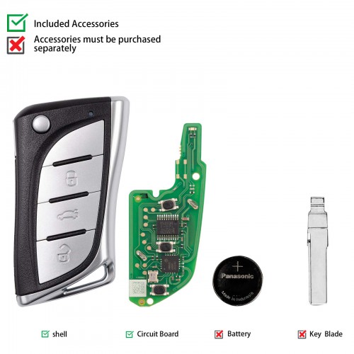 XHORSE XNLEX0EN Universal Wireless Remote Key 3 Buttons for Lexus 5pcs/lot