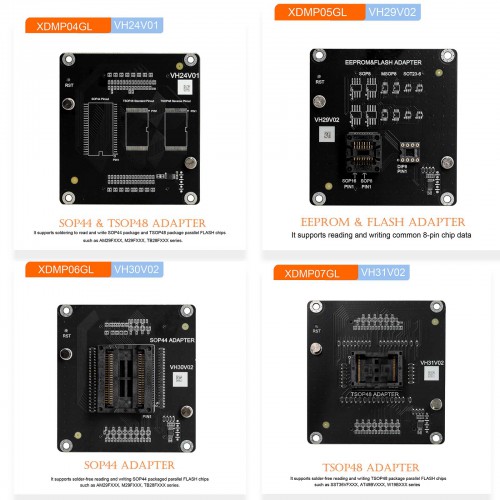 Xhorse VVDI Multi Prog Programmer with VH24 SOP44 & TSOP48+VH29 EEPROM & FLASH+VH30 SOP44+VH31 TSOP48 EEPROM Adapters