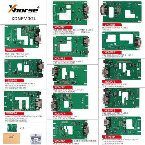 Xhorse Multi-Prog ECU TCU Programmer with MQB48 Solder-Free Adapter 13pcs Full Set