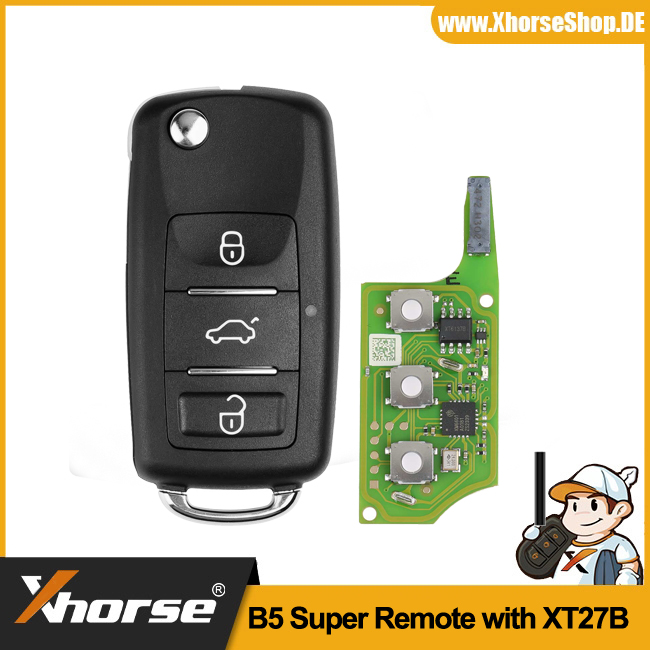 Xhorse XEB510EN Super Remote Key VW B5 Flip 3 Button With Built-in XT27B Super Chip English 5pcs/lot