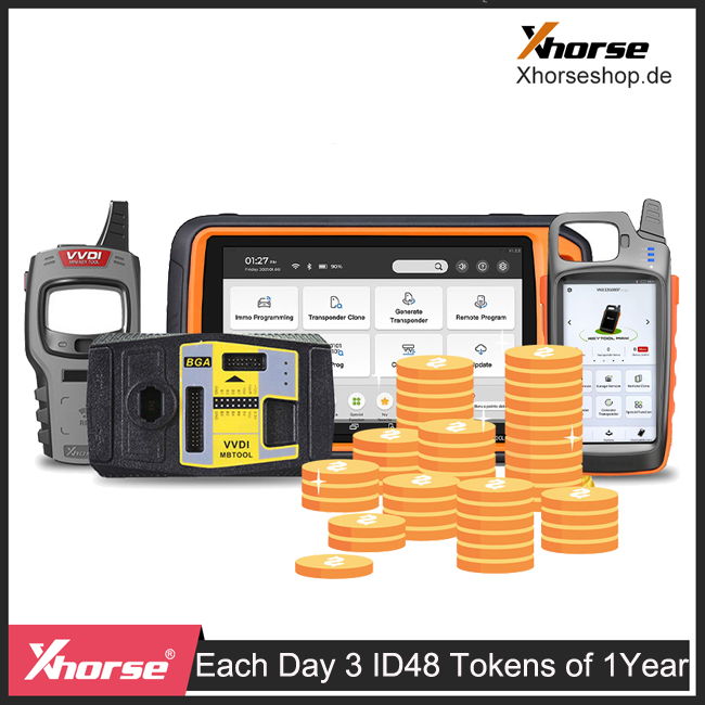 Each Day 3 Tokens of One Year for Xhorse Key Tool Plus/ Mini VVDI Key Tool/ Key Tool Max ID48 96bit Clone