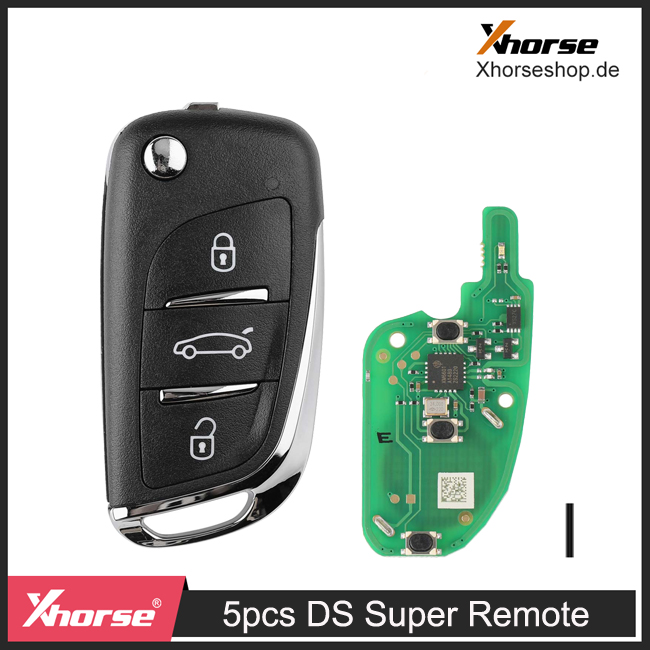 Xhorse XEDS01EN Super Remote Key DS Type 3 Buttons with Built-in Super Chip Transponder English 5pcs/lot