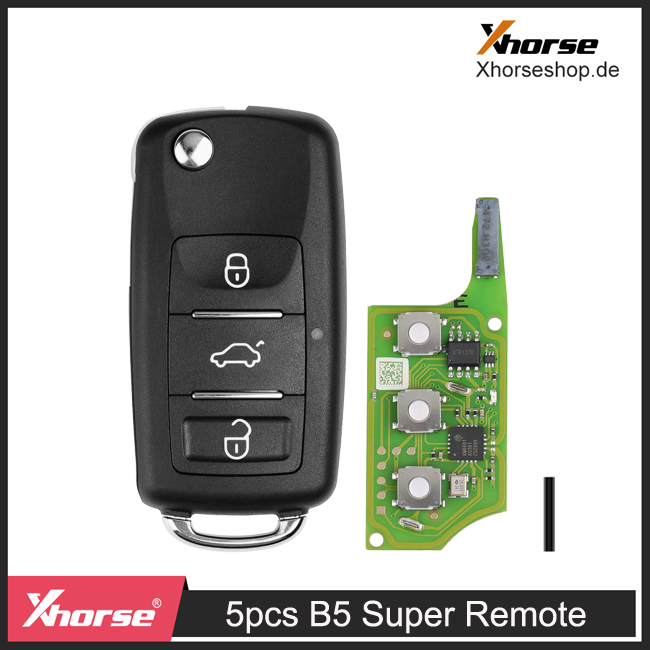 Xhorse XEB510EN Super Remote Key VW B5 Flip 3 Button With Built-in XT27B Super Chip English 5pcs/lot