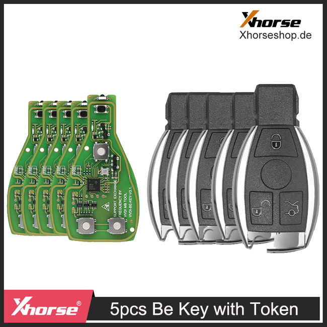 Xhorse VVDI BE Key Pro Improved Version with Smart Key Shell 3 Button Get 5 Free Token for VVDI MB Tool 5pcs/lot