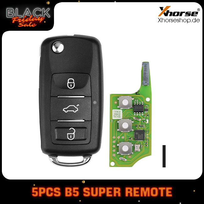 Xhorse XEB510EN Super Remote Key VW B5 Flip 3 Button With Built-in XT27B Super Chip English 5pcs/lot