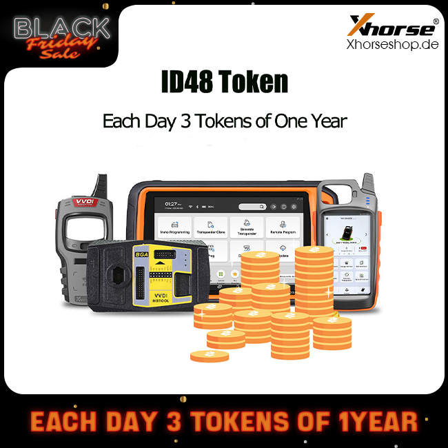 Each Day 3 Tokens of One Year for Xhorse Key Tool Plus/ Mini VVDI Key Tool/ Key Tool Max ID48 96bit Clone