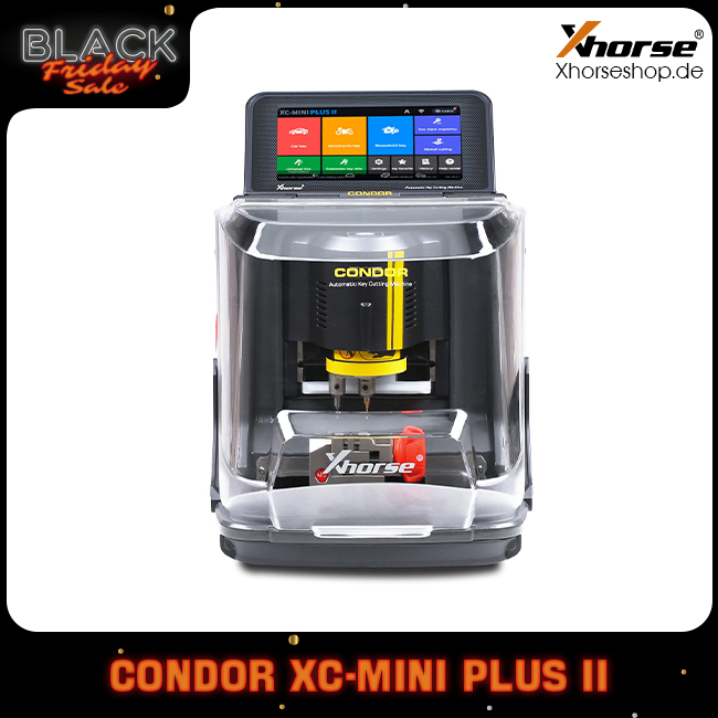 2024 XHORSE Condor XC-MINI PLUS II Automatic Key Cutting Machine Support Car/ Motorbike/ House Keys with M3 and M5 Clamps