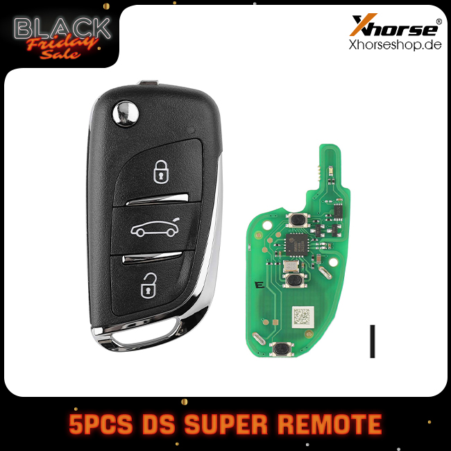 Xhorse XEDS01EN Super Remote Key DS Type 3 Buttons with Built-in Super Chip Transponder English 5pcs/lot