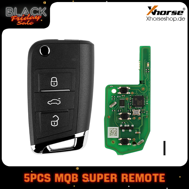 XHORSE XEMQB1EN Super Remote Key MQB Style 3 Buttons with Built-in Super Chip English Version 5pcs/lot